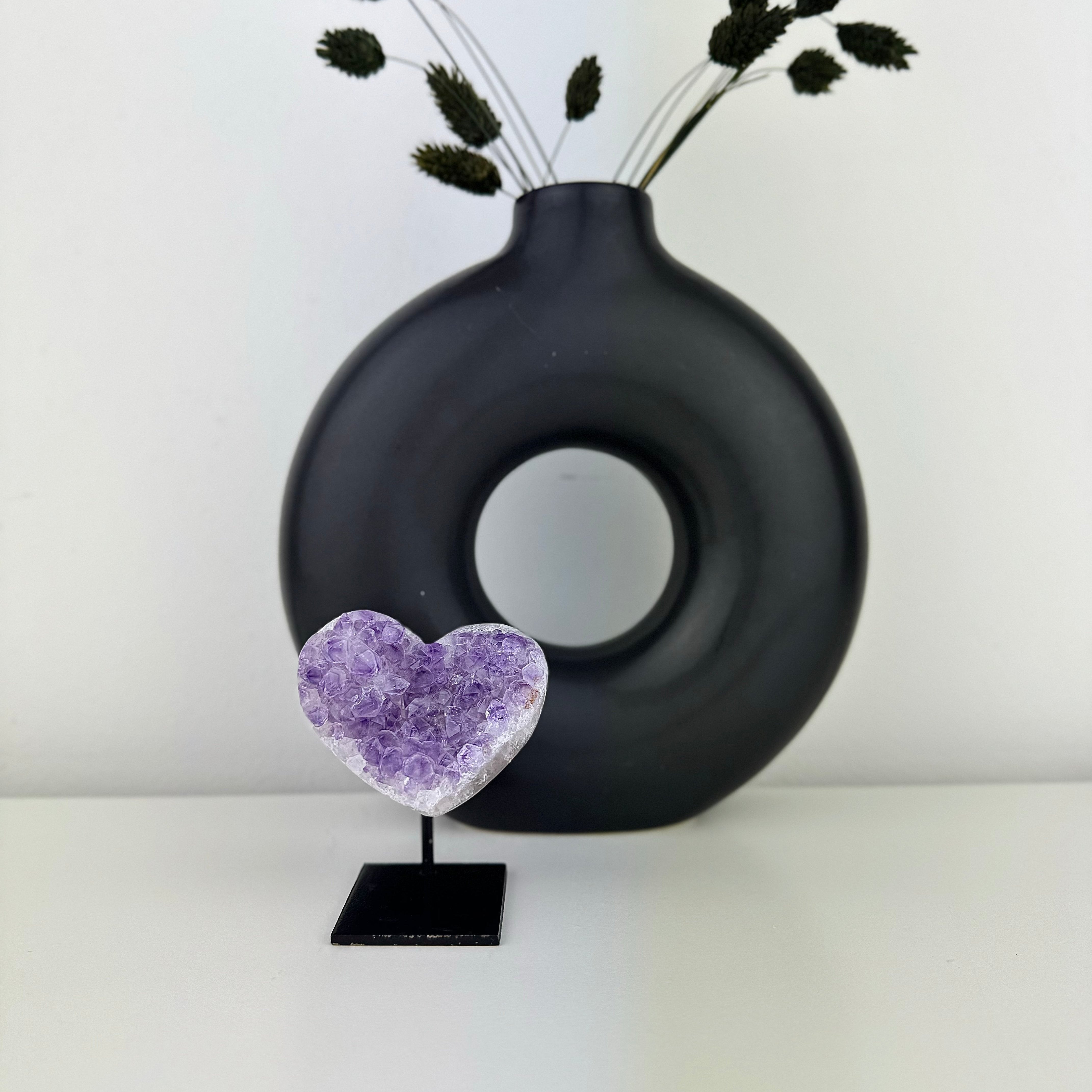 Amethyst heart on stand